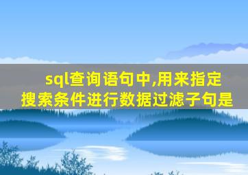 sql查询语句中,用来指定搜索条件进行数据过滤子句是