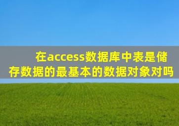 在access数据库中表是储存数据的最基本的数据对象对吗