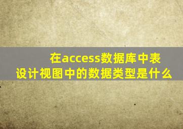 在access数据库中表设计视图中的数据类型是什么