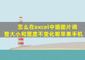 怎么在excel中插图片调整大小和宽度不变化呢苹果手机