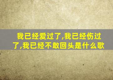 我已经爱过了,我已经伤过了,我已经不敢回头是什么歌