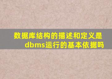 数据库结构的描述和定义是dbms运行的基本依据吗